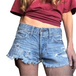 Hollister Light Blue Distressed Slouchy Jean Shorts